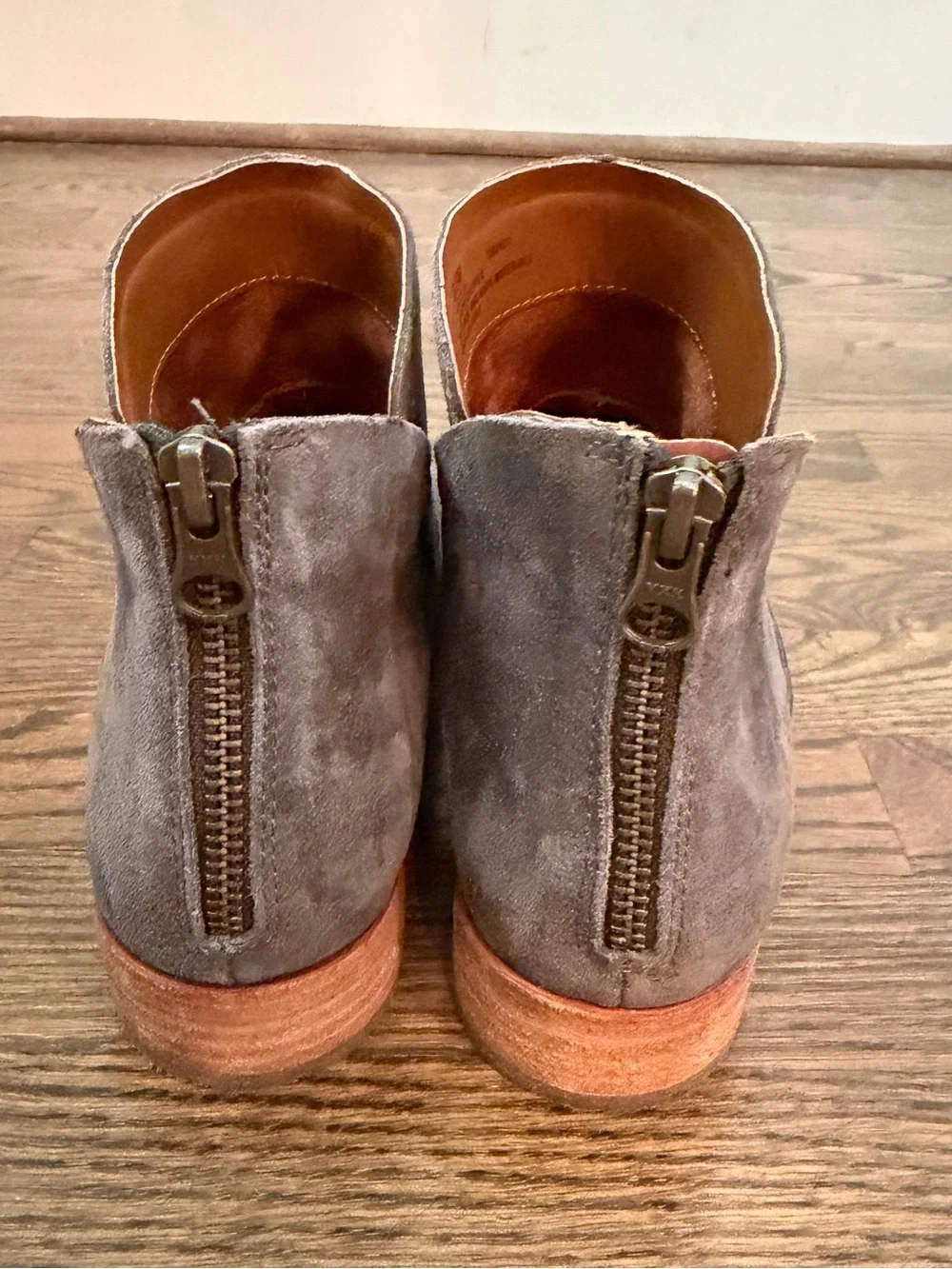 KORK-EASE Woman’s Ryder Ankle Boots Gray Suede Back Zip Booties Size 8.5 M